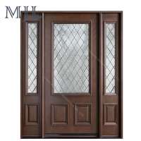 MJL New Design Modern Style Sound Proof Anti-Aging Frosted Glass Swing Solid Wood Door