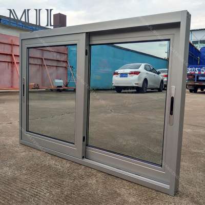 Cheap price reflected glass aluminum french reception sliding security window