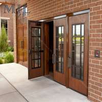 MJL OEM/ODM Swing Solid Teak Wood Main Door Designs / Wooden door with Tempered Glass